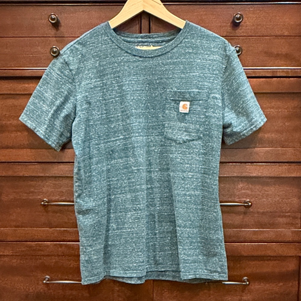 Carhartt Heathered Teal Men's Loose Fit Pocket Tee Sz Large Workwear Casual Top